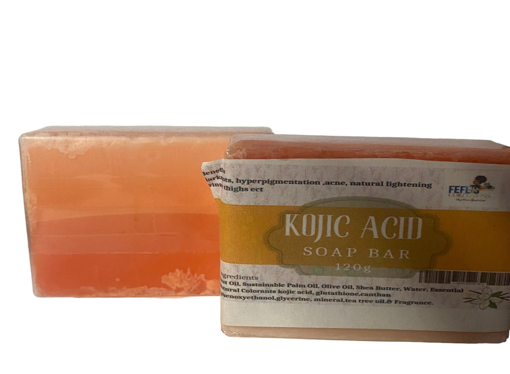 Kojic Acid Soap Bar Reducing dark spots, hyperpigmentation, and uneven tone — Because kojic acid reduces melanin production, using the soap can help lighten sun-induced spots, melasma, acne scars, and other discoloration over time.  ￼